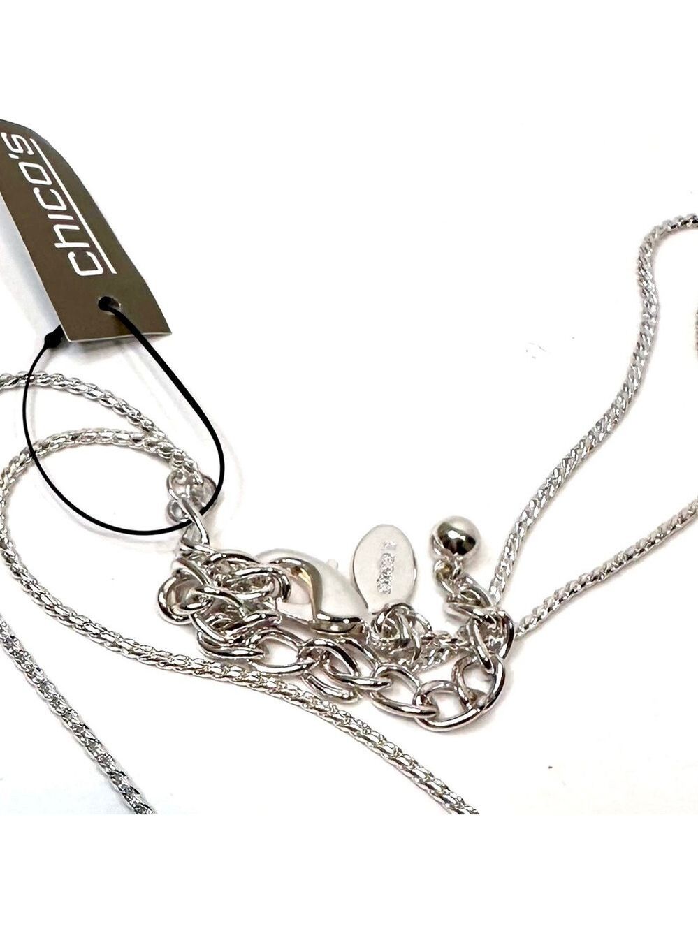 Chicos NWT Silver Square Station Double Strand Necklace - Picture 6 of 6